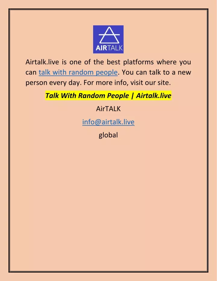 PPT Talk With Random People Airtalk.live PowerPoint Presentation