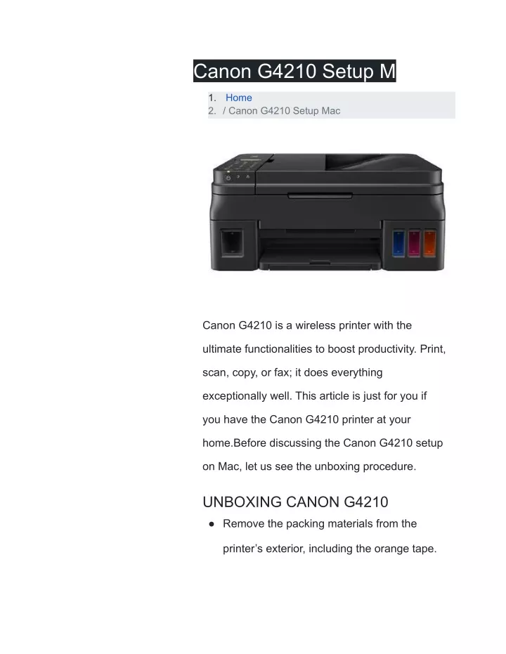 PPT Canon G4210 Setup Mac PowerPoint Presentation, free download ID