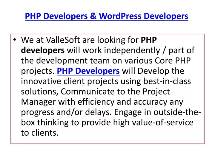 php developers wordpress developers n.