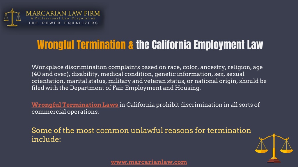 Unlawful Termination Of Employment California