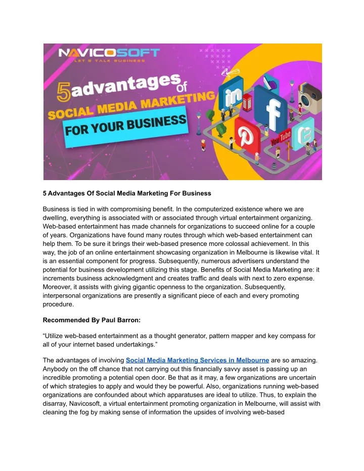 PPT   5 Advantages Of Social Media Marketing For Your Business