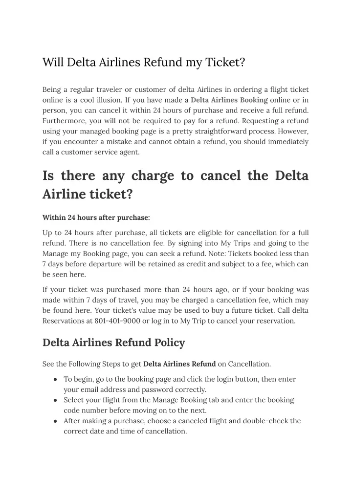 PPT Will Delta Airlines Refund my Ticket? PowerPoint Presentation