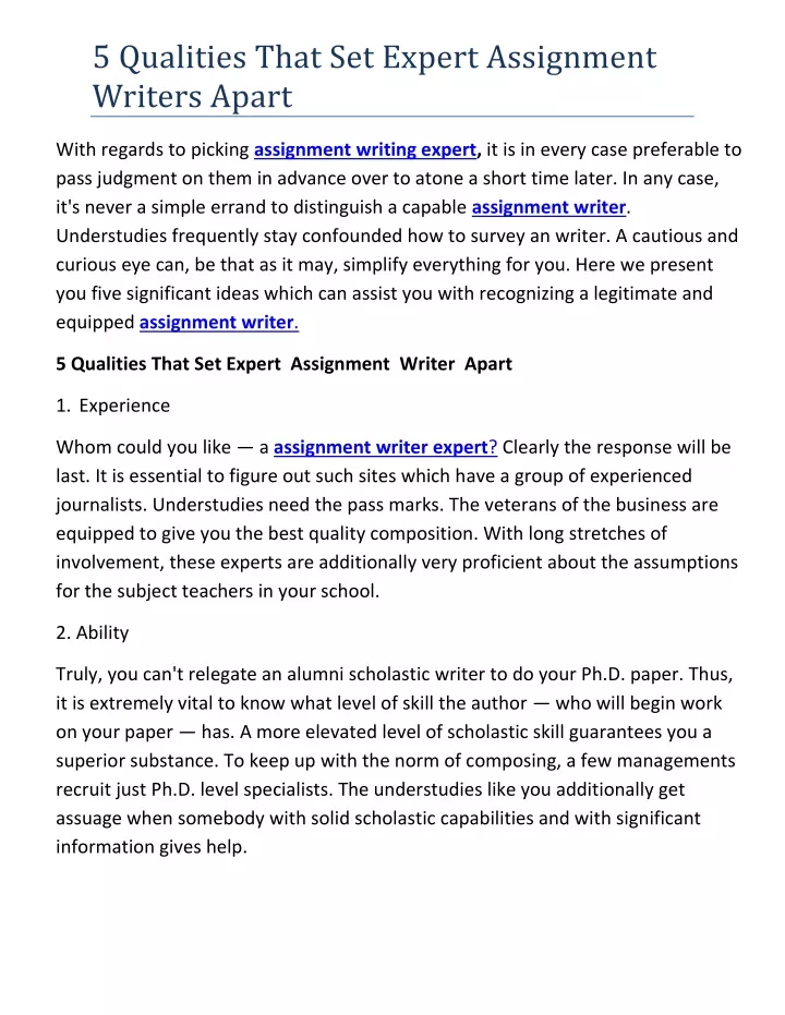 expert assignment writers