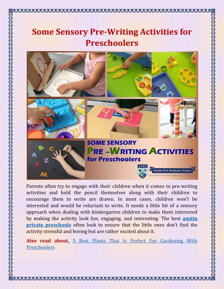 PPT - Some Sensory Pre-Writing Activities for Preschoolers PowerPoint ...