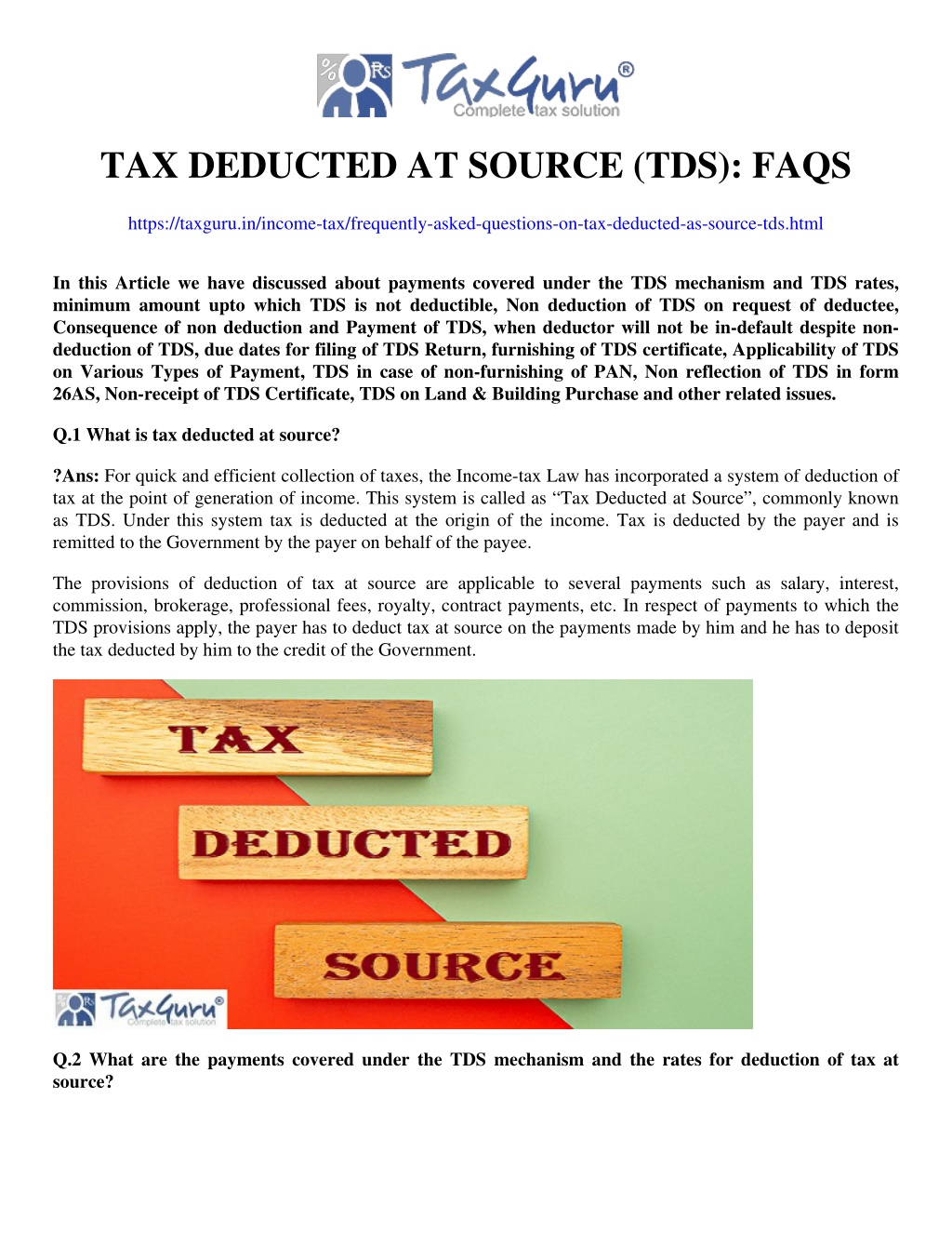 PPT - Tax Deducted At Source (TDS): FAQs PowerPoint Presentation, Free ...