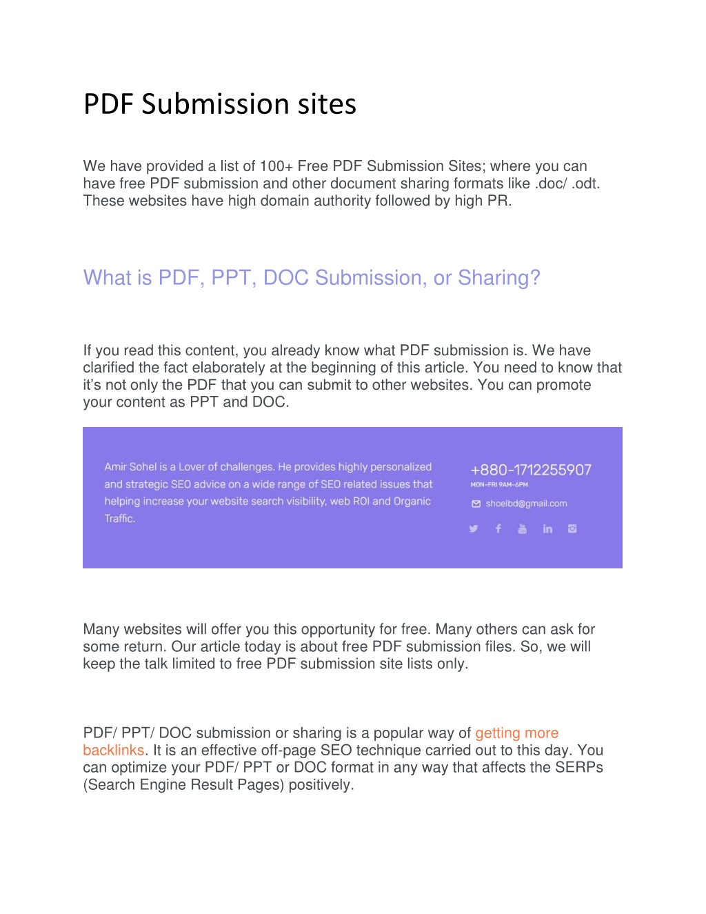 PPT PDF Submission sites PowerPoint Presentation free download