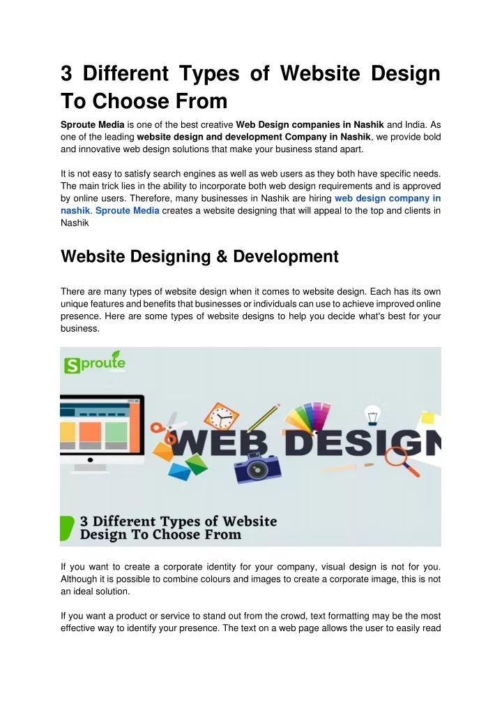 PPT 3 Different Types of site Design To Choose From. PowerPoint