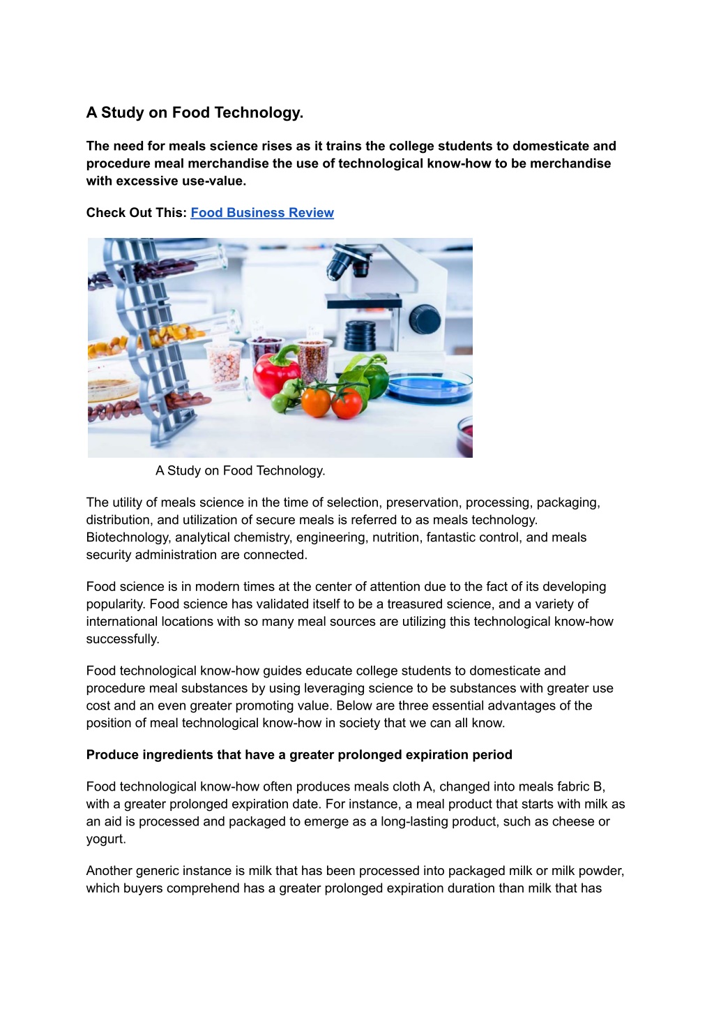 food technology case study