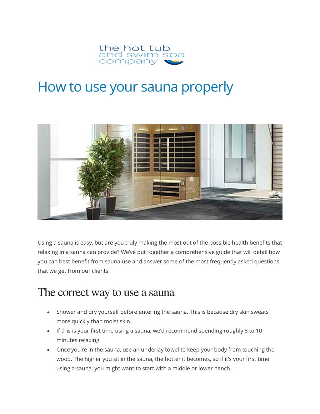 PPT How to use your sauna properly The Hot Tub and Swim Spa Company PowerPoint Presentation