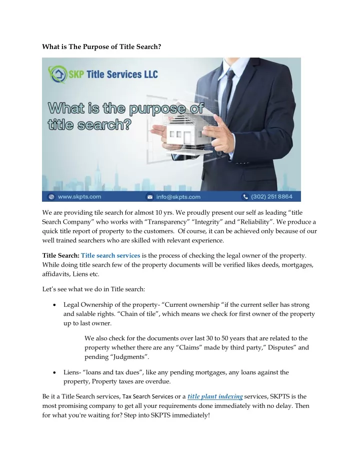PPT What Is The Purpose Of Title Search PowerPoint Presentation 