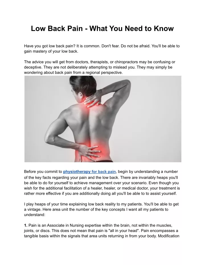 PPT - Low Back Pain - What You Need to Know PowerPoint Presentation ...