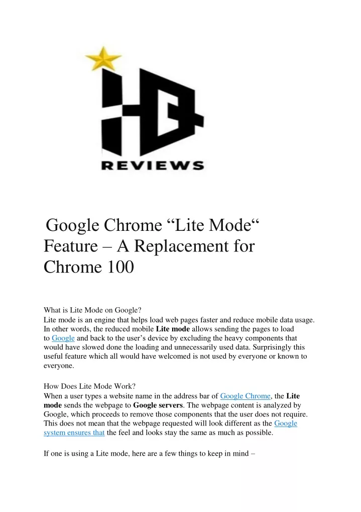 PPT - Google Chrome “Lite Mode“ Feature – A Replacement for Chrome 100