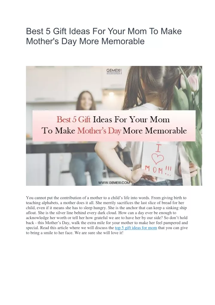 PPT - Best 5 Gift Ideas For Your Mom To Make Mother PowerPoint ...