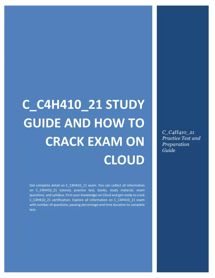 Practice C-C4H410-21 Exam Pdf