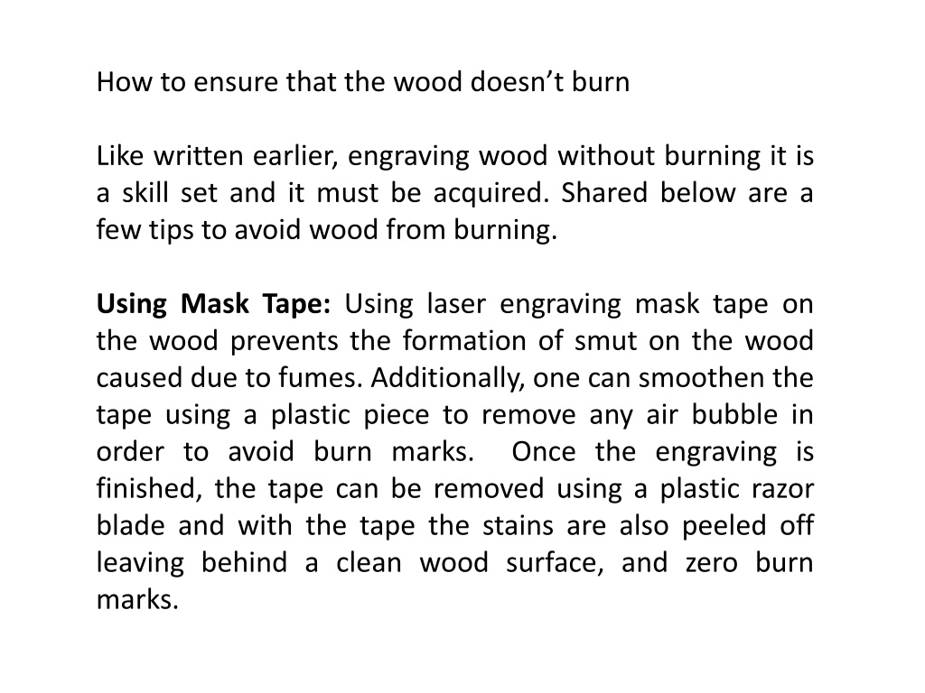 PPT Universal Engraver How to avoid wood from burning while laser