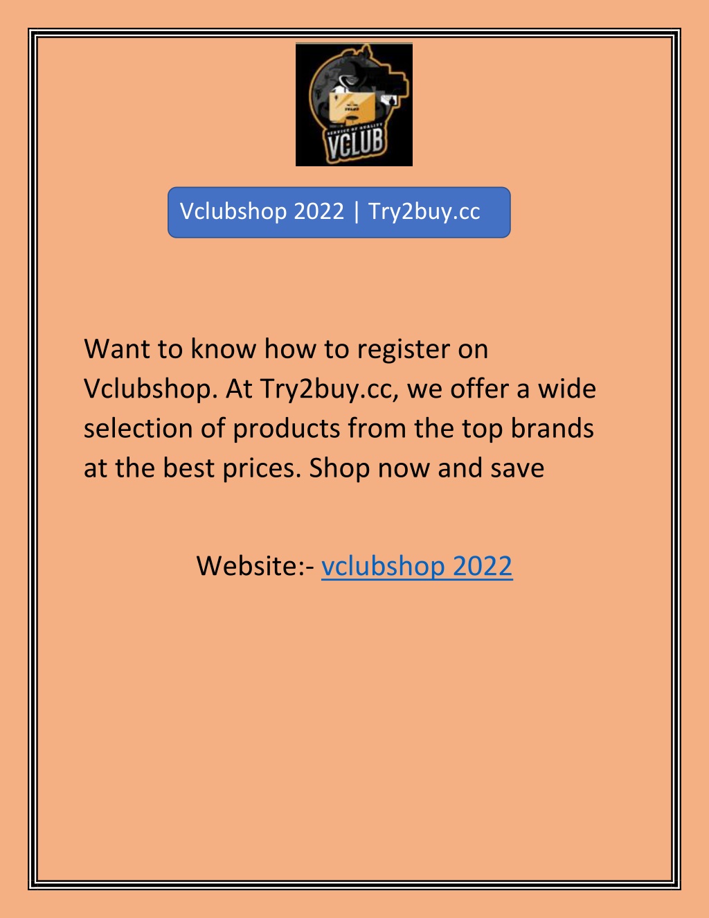 PPT - Vclubshop 2022 | Try2buy.cc PowerPoint Presentation, free 