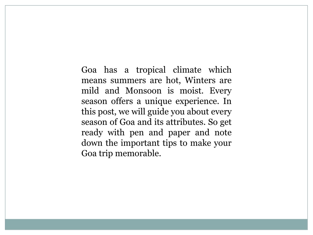 PPT - Best Time To Visit Goa Best Month Season And Time PowerPoint ...