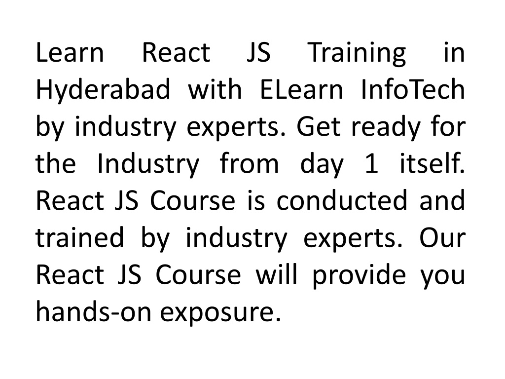 Ppt React Js Training In Hyderabad Powerpoint Presentation Free