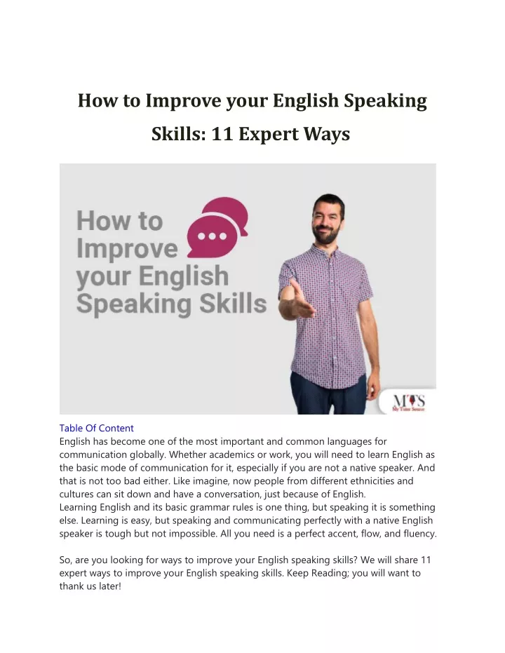 powerpoint presentation on how to improve english speaking skills