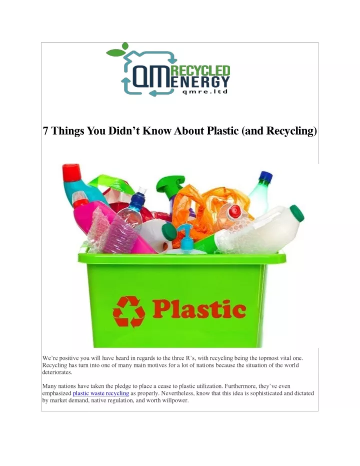 PPT 7 Things You Didnt Know About Plastic And Recycling PowerPoint Presentation ID 11381715