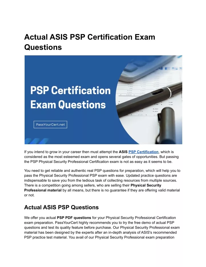 PPT - Actual ASIS PSP Certification Exam Questions PowerPoint Sns-Brigh10