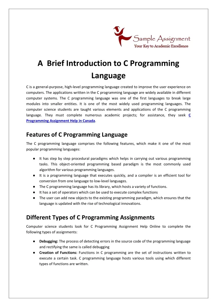 PPT - A Brief Introduction To C Programming Language PowerPoint ...