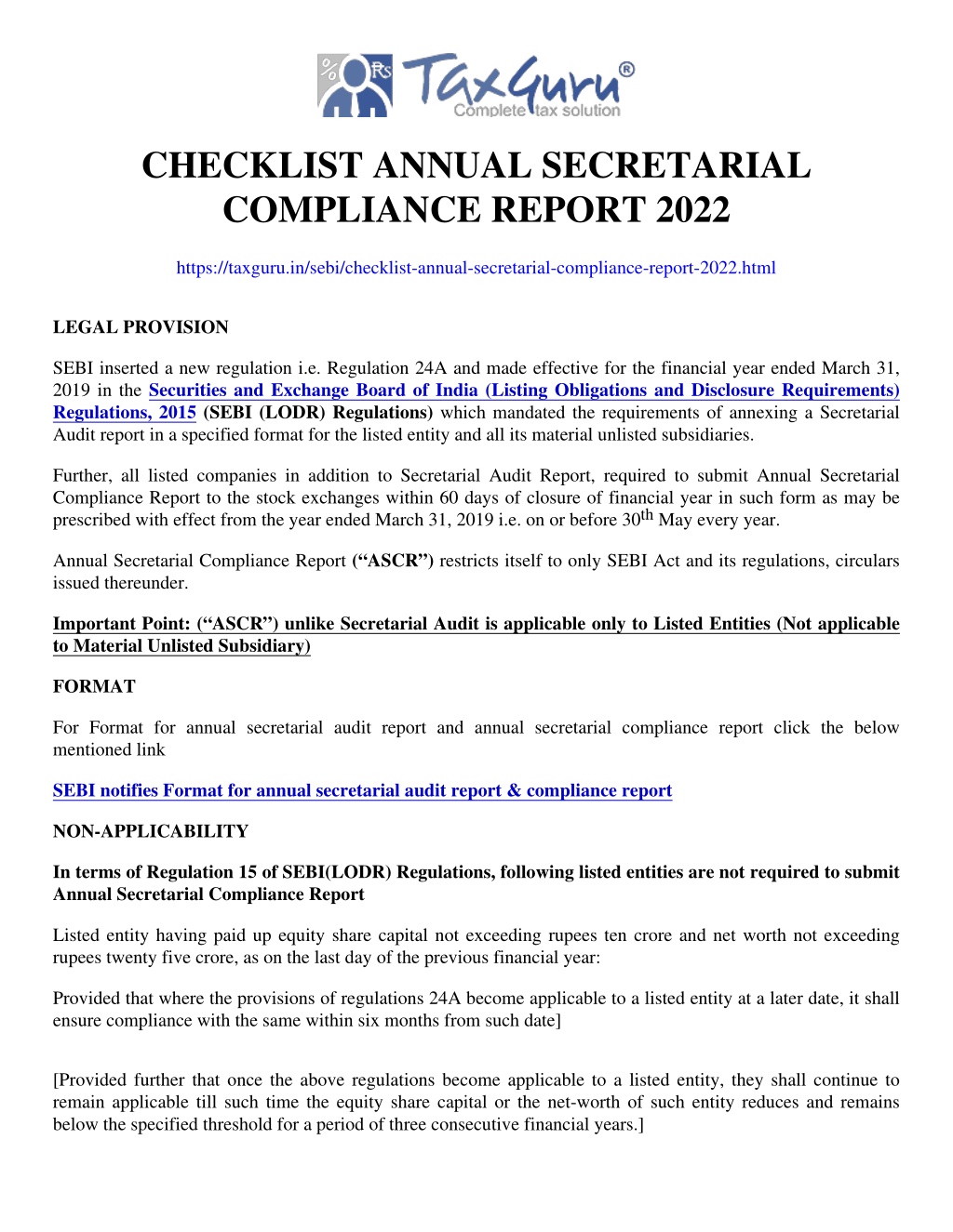 PPT - Checklist Annual Secretarial Compliance Report 2022 PowerPoint ...