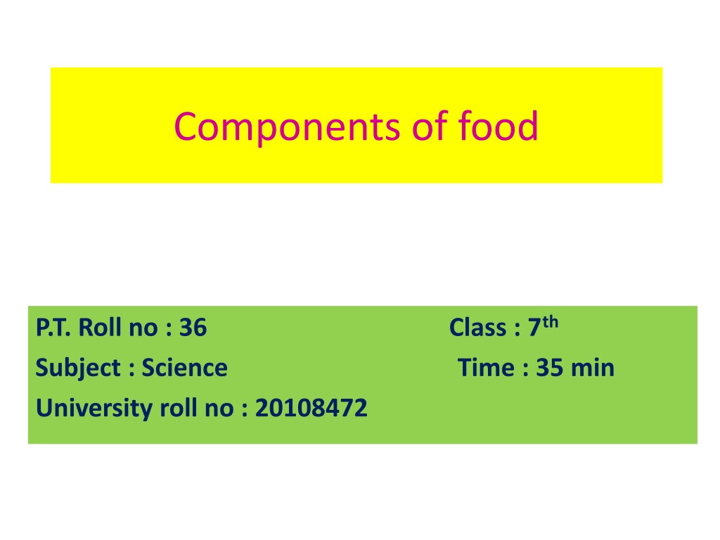 powerpoint presentation on components of food