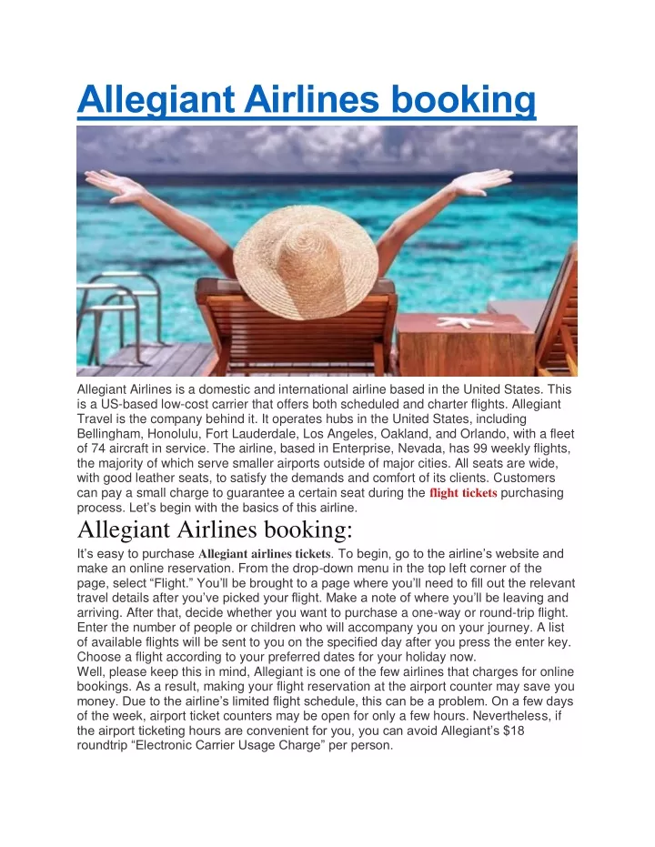 PPT Allegiant Airlines booking PowerPoint Presentation, free download