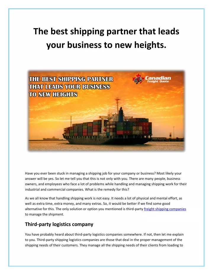 Shipping Partner