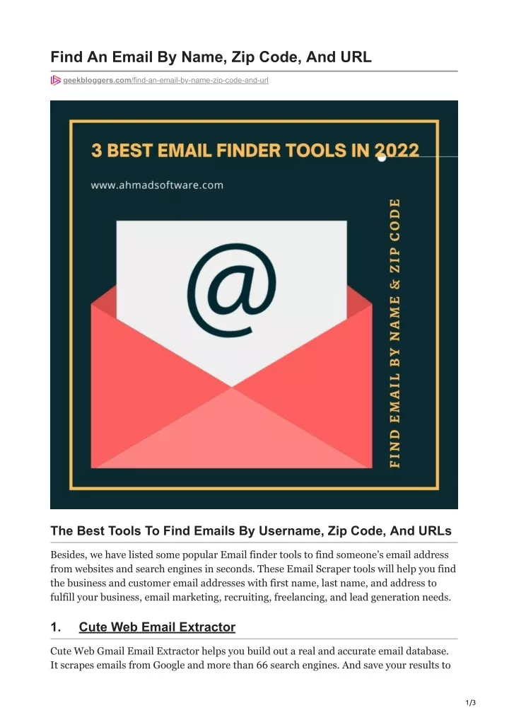 PPT - 1Find An Email By Name Zip Code And URL PowerPoint Presentation ...