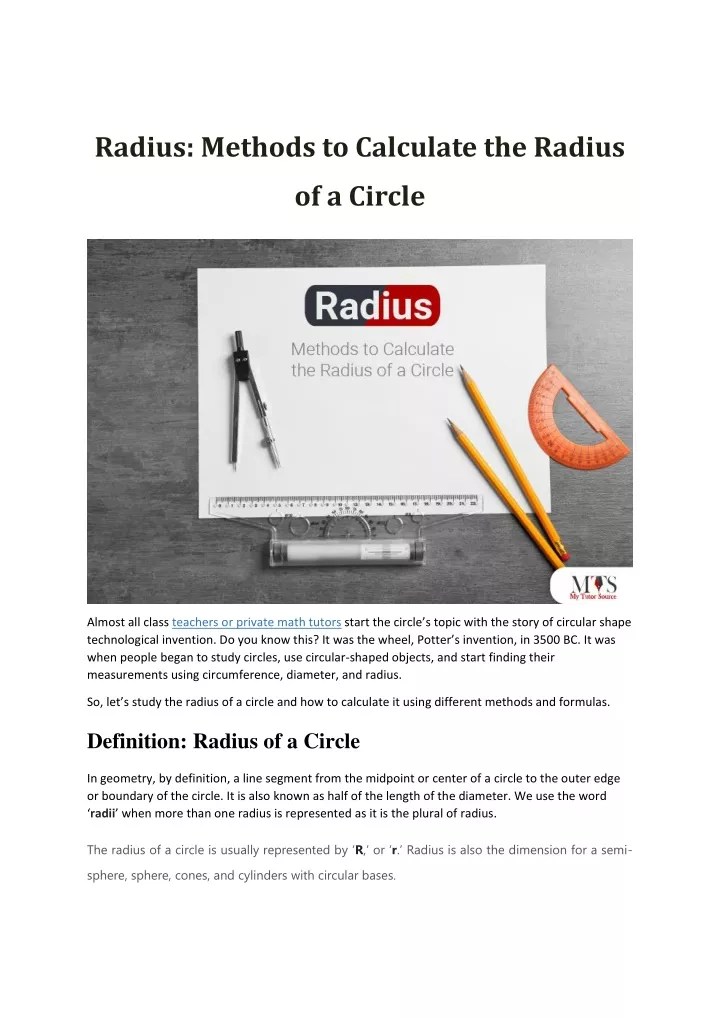 ppt-radius-methods-to-calculate-the-radius-of-a-circle-powerpoint