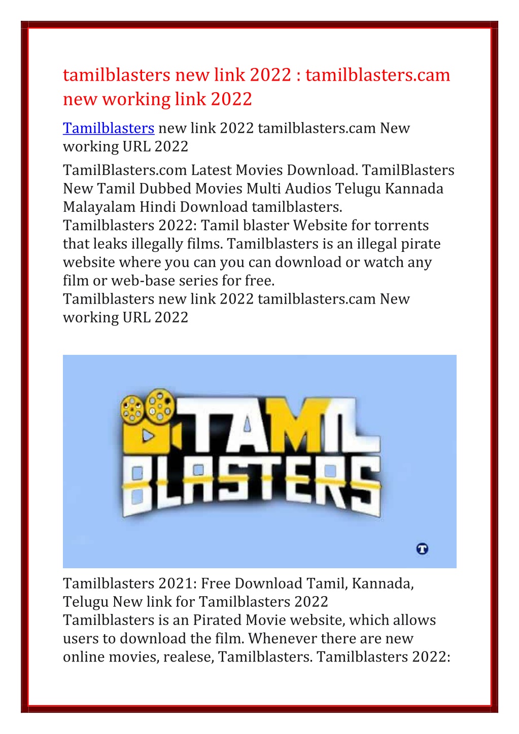 PPT tamilblasters new link 2022 tamilblasters.cam new working link