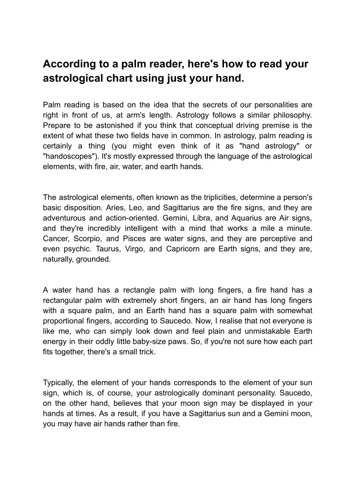 PPT According to a palm reader, here's how to read your astrological