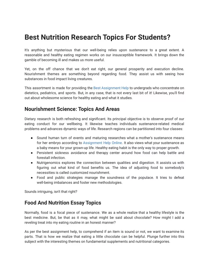 nutrition research topics for college students