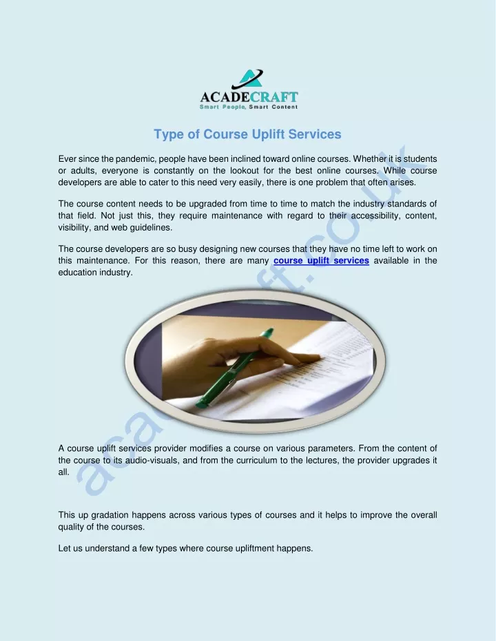 PPT Type of Course Uplift Services PowerPoint Presentation, free download ID11389229