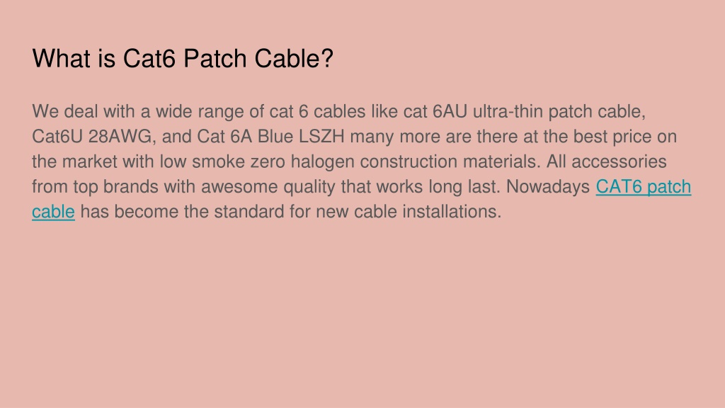 PPT Cat 6 Patch Cable PowerPoint Presentation, free download ID