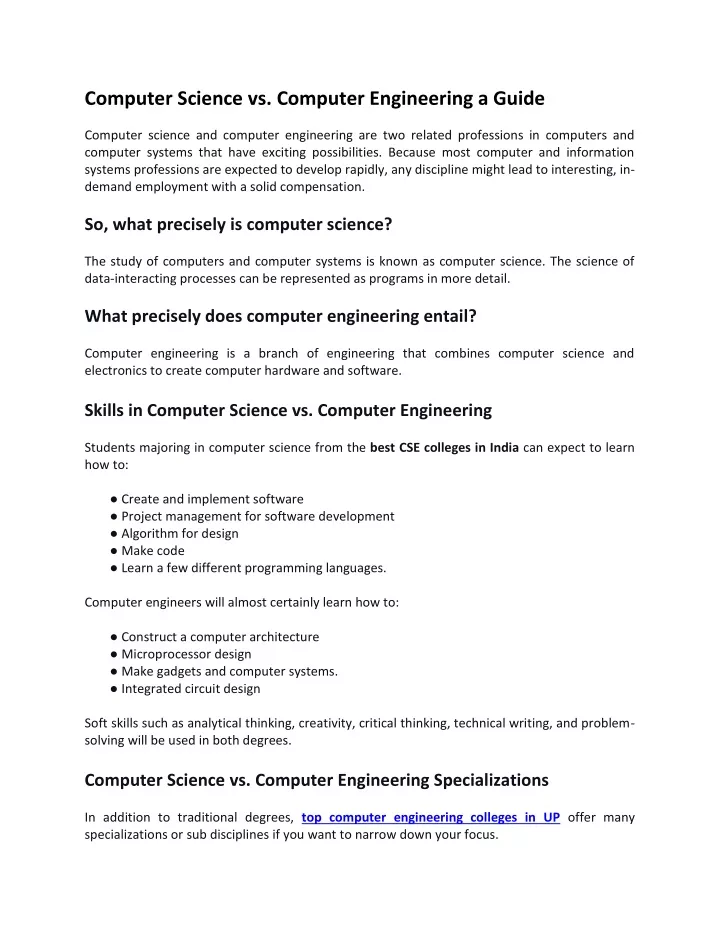 PPT - Computer Science vs. Computer Engineering a Guide PowerPoint ...