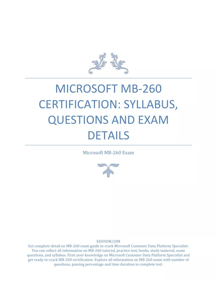 Current MB-260 Exam Content