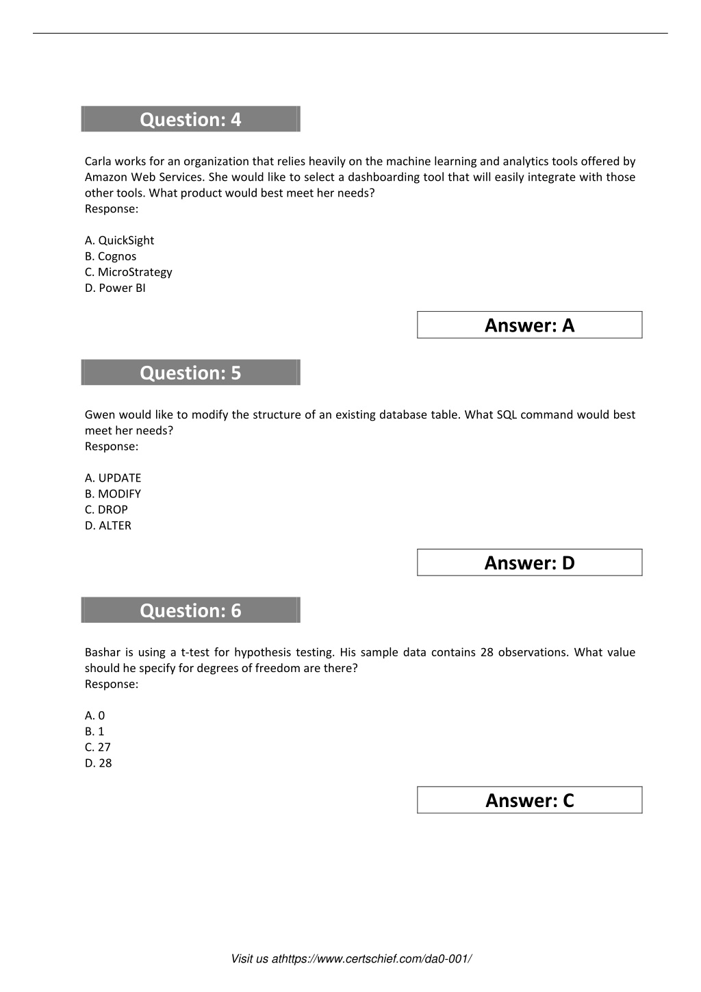 DA0-001 Reliable Exam Testking