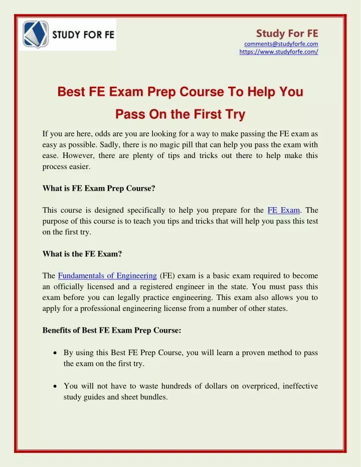 PPT Best FE Exam Prep Course To Help You Pass On The First Try PPT Best FE Exam Prep Course To Help You Pass On The First Try