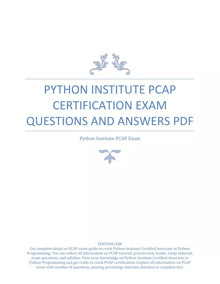 PPT - Python Institute PCAP Certification Exam Questions and Answers Sns-Brigh10