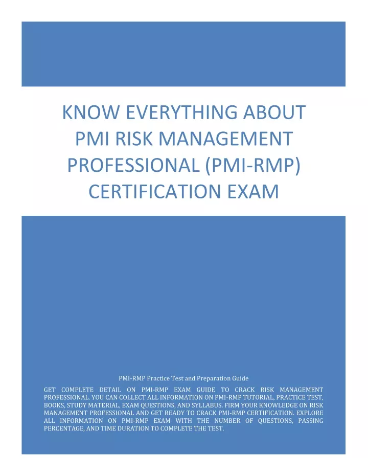 Certification PMI-RMP Dumps