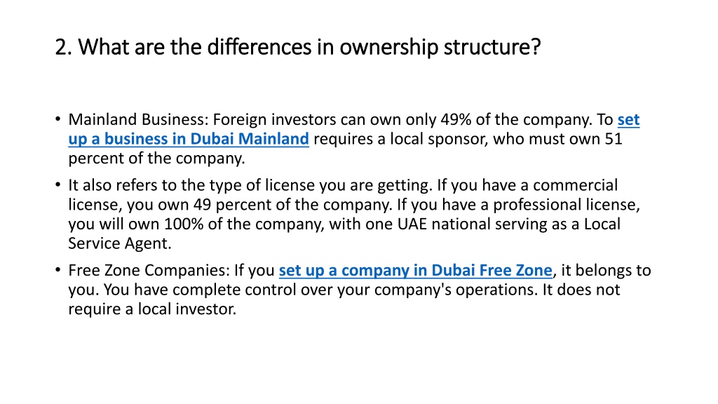 PPT - The Difference Between Mainland And Free Zone Companies In UAE ...