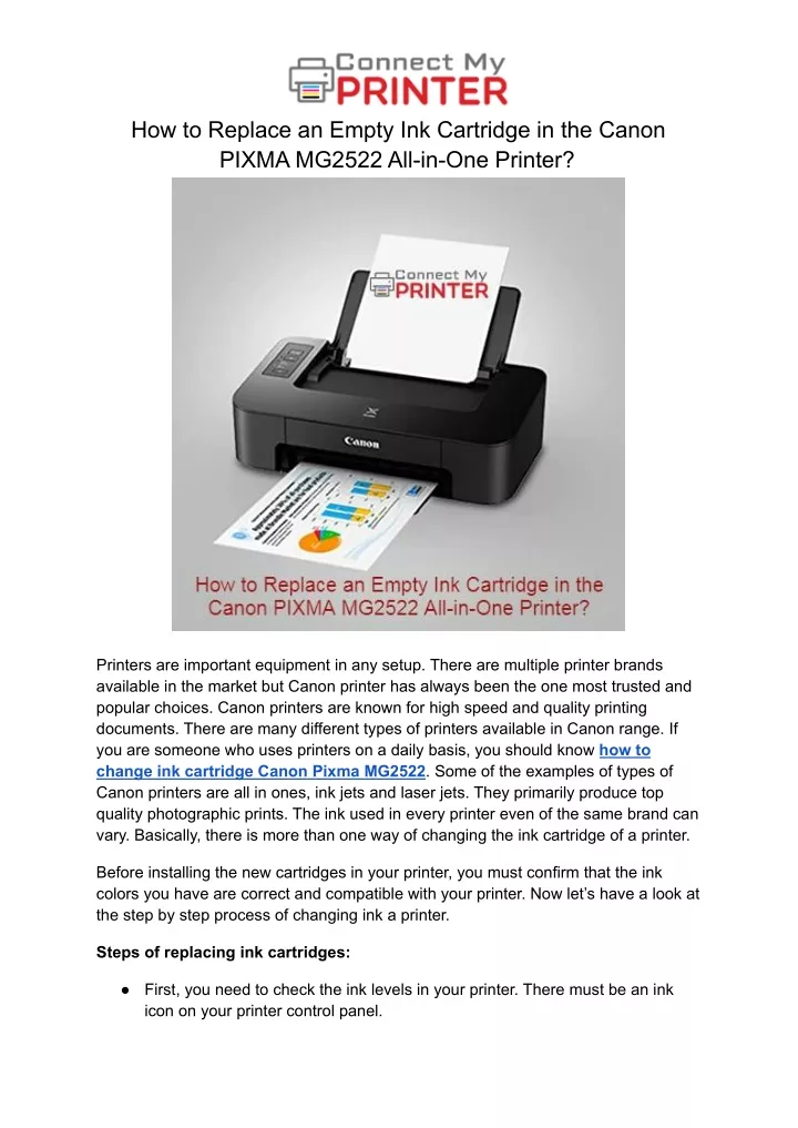 PPT How to Replace an Empty Ink Cartridge in the Canon PIXMA MG2522