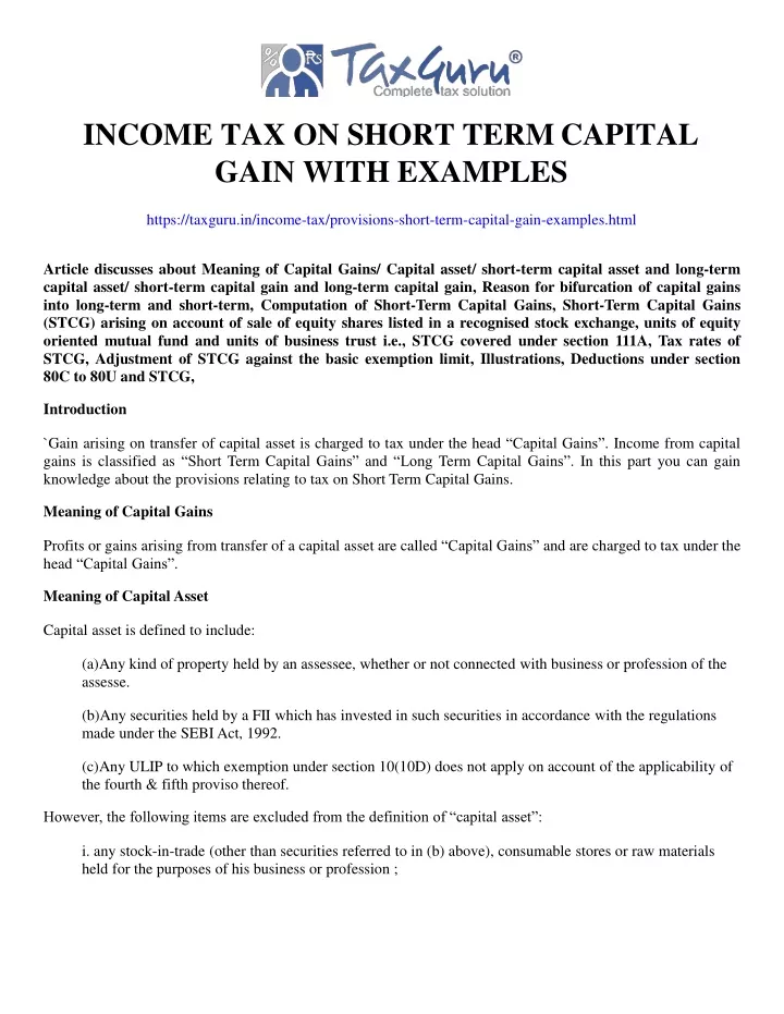 ppt-income-tax-on-short-term-capital-gain-with-examples-powerpoint