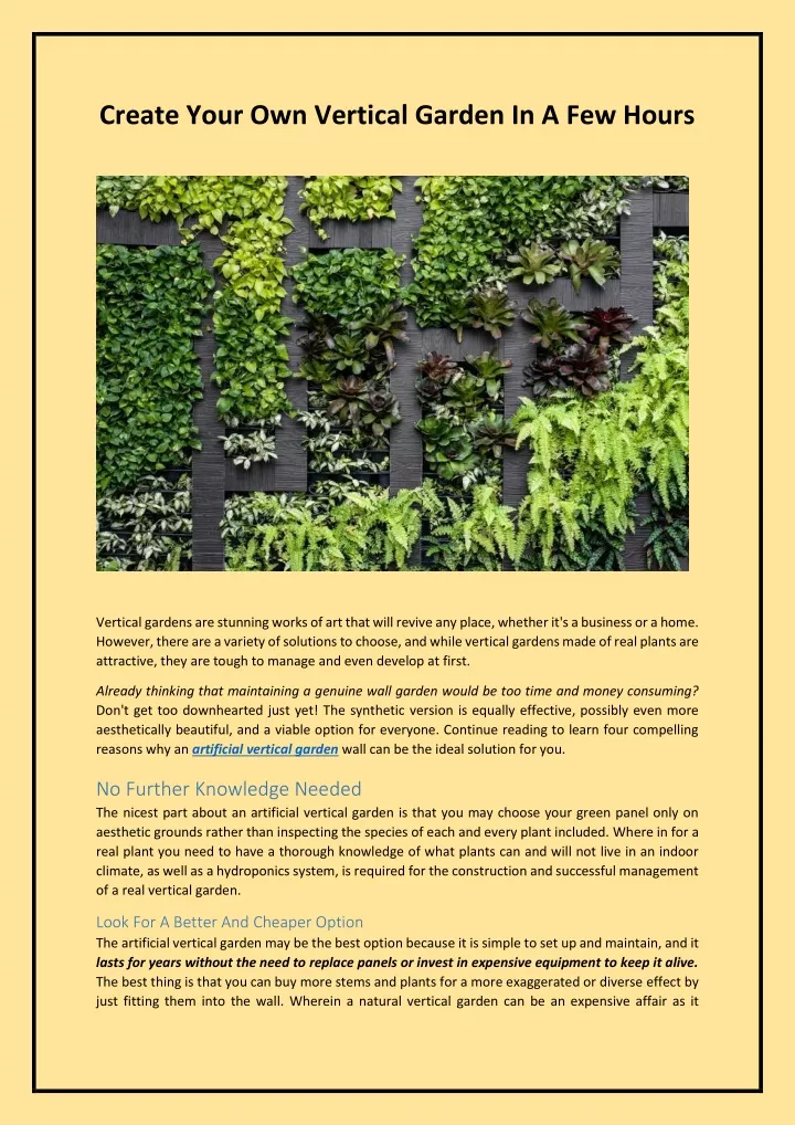 PPT - Create Your Own Vertical Garden In A Few Hours PowerPoint ...