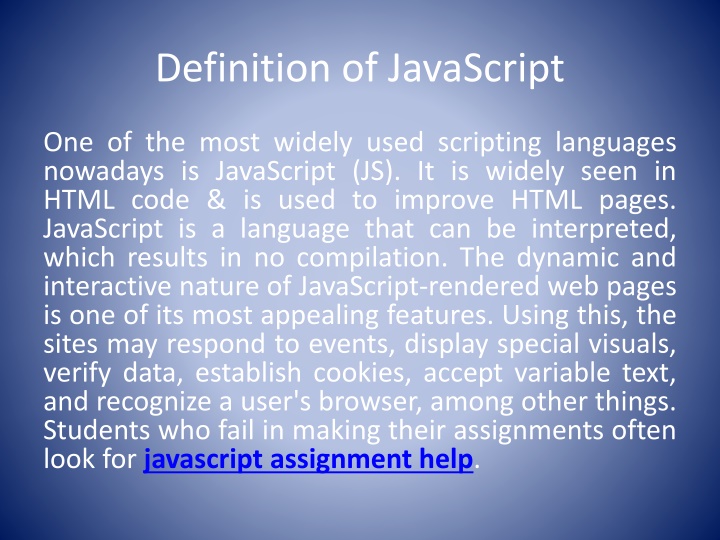 javascript assignments meaning