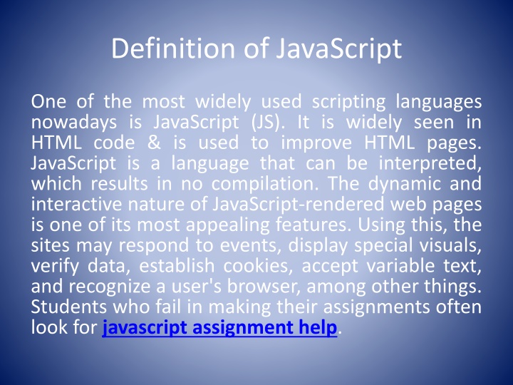 assignment javascript definition