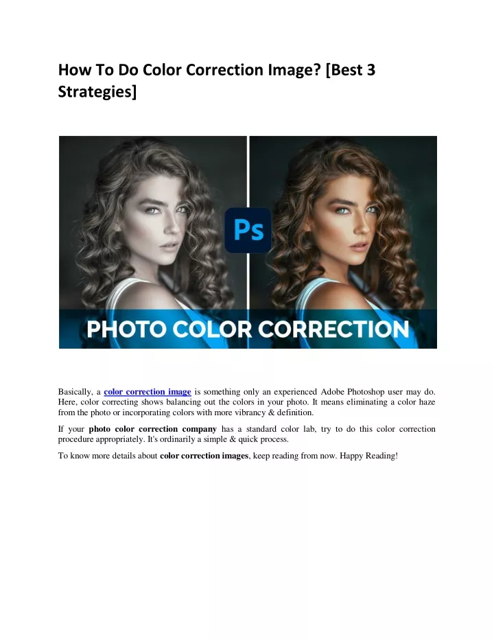 PPT Color Correction In PowerPoint Presentation, free